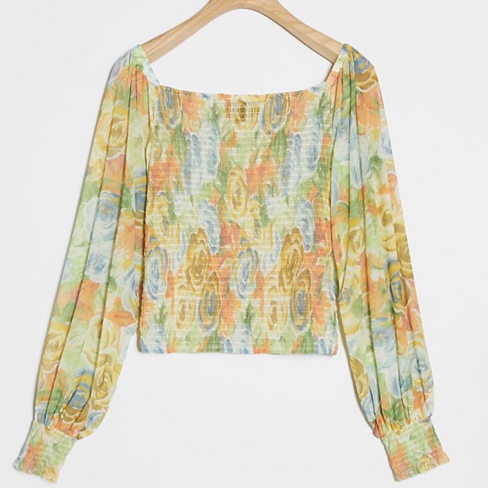 NWT ANTHROPOLOGIE ROUEN TOP YELLOW MOTIF SZ L - Picture 2 of 2